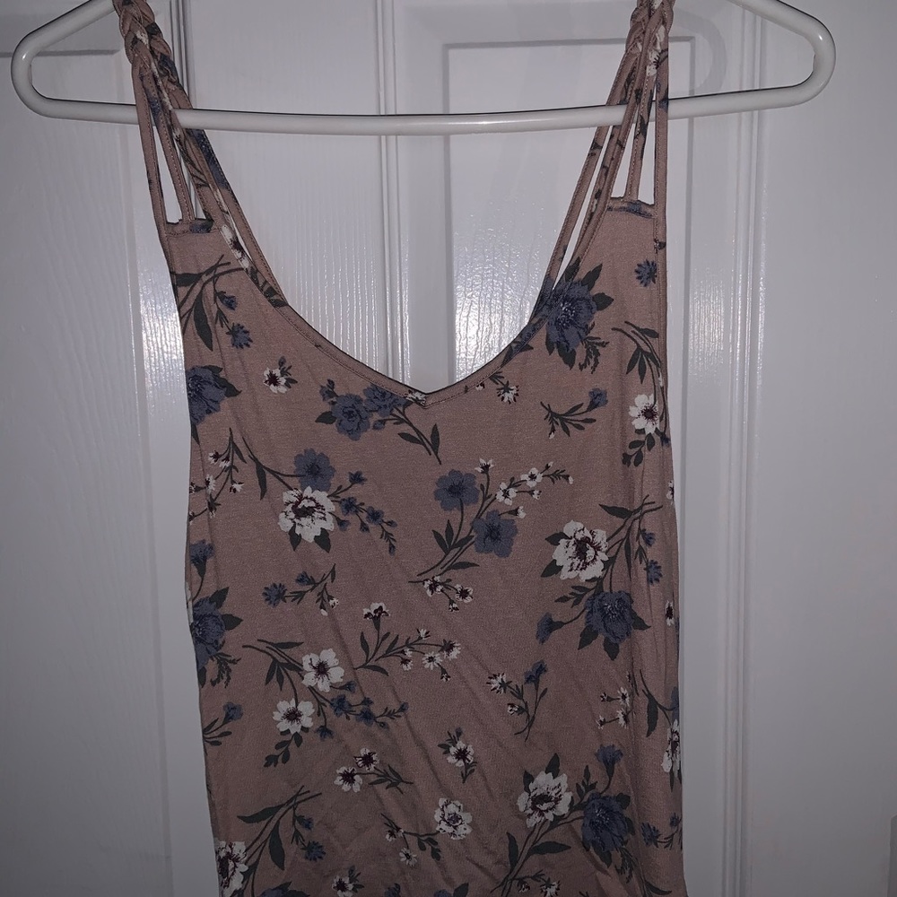 American Eagle Soft Pink Floral Tank Top